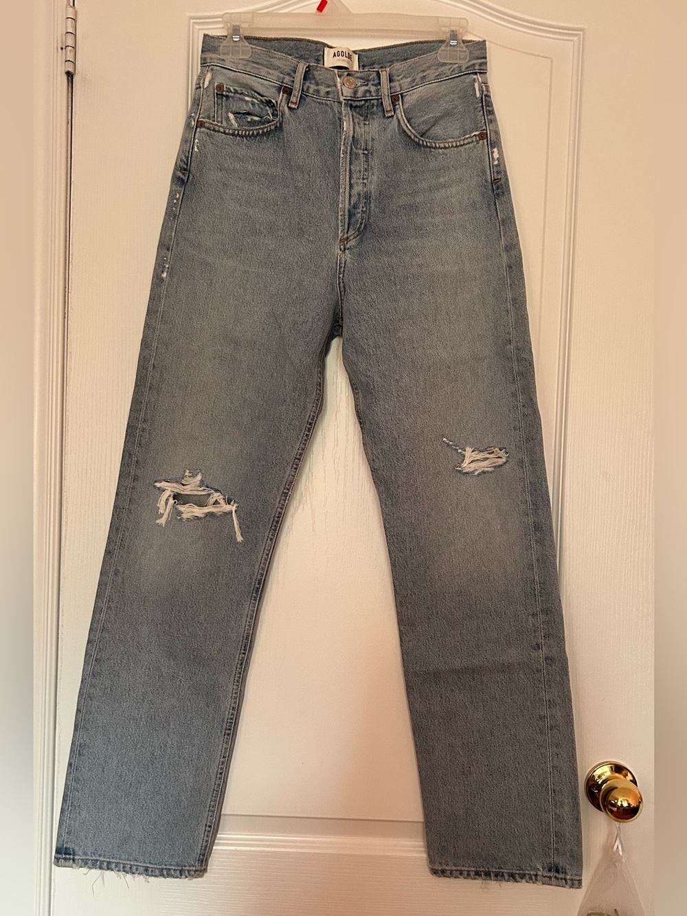 Agolde Light Blue Distressed Boyfriend Jeans